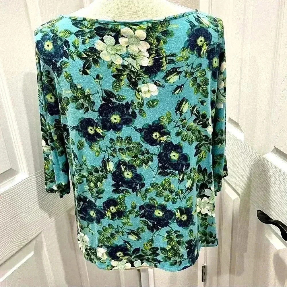 J.Jill wearever collection petite floral 3/4 sleeve shirt - Picture 6 of 7
